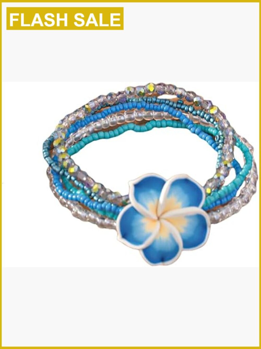 Stretch Beaded Bracelet Boho Hawaiian Plumeria Flower Bracelet Summer